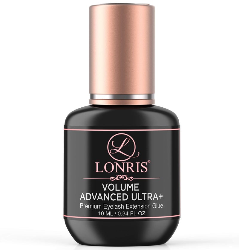 LONRIS 7-8 Weeks Retention/Eyelash Extension Glue Volume Advanced Ultra+ LONRIS Lash 10 ml/1-2 Sec Drying time/Maximum Bonding/Semi-Permanent Extensions Supplies/Professional Use Only Black Adhesive - Image 1